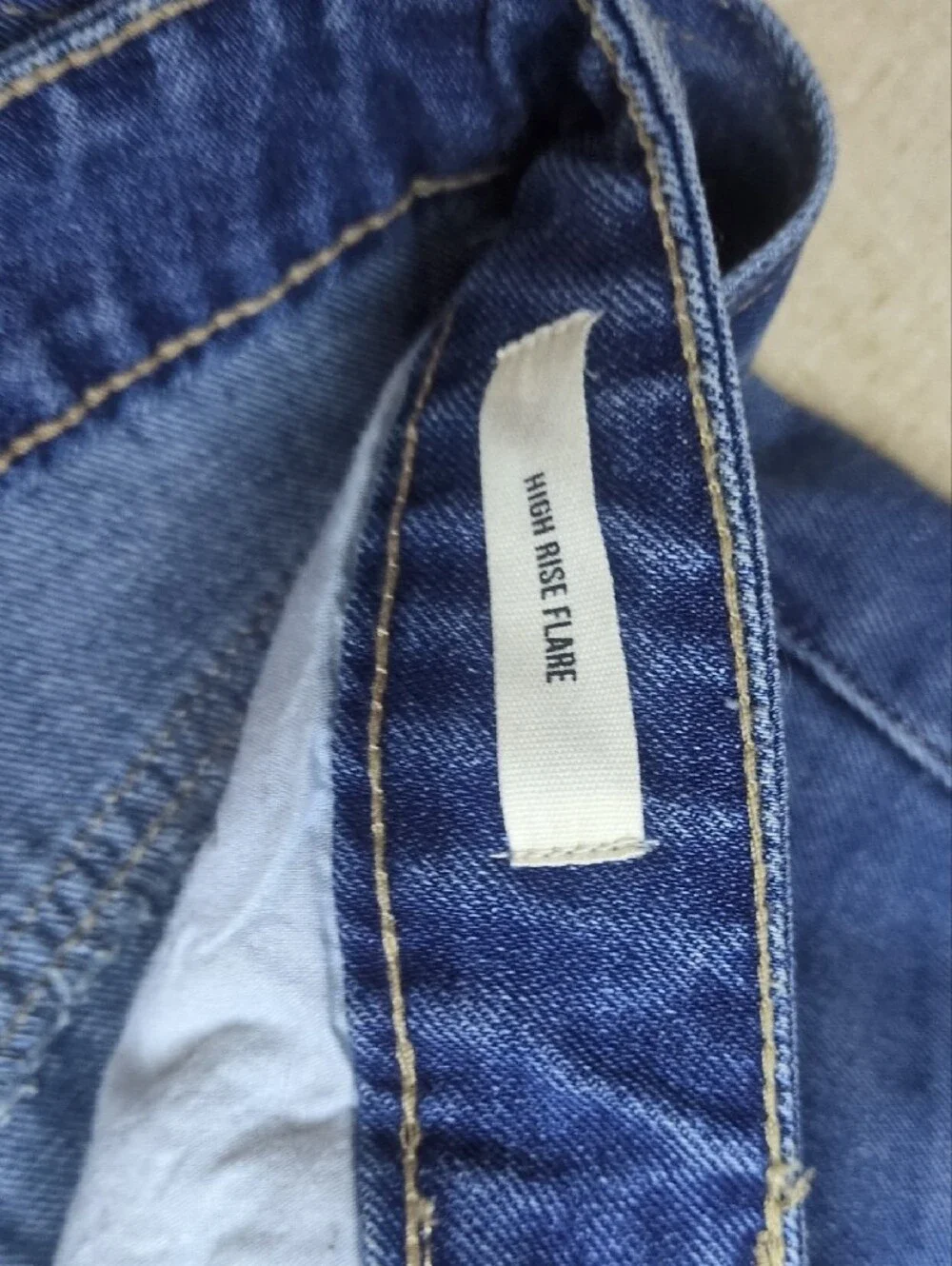 High Rise Flare Blue Straight-Leg Jeans w/ Loop Belt Retro Hippie Size 29 Nwt
